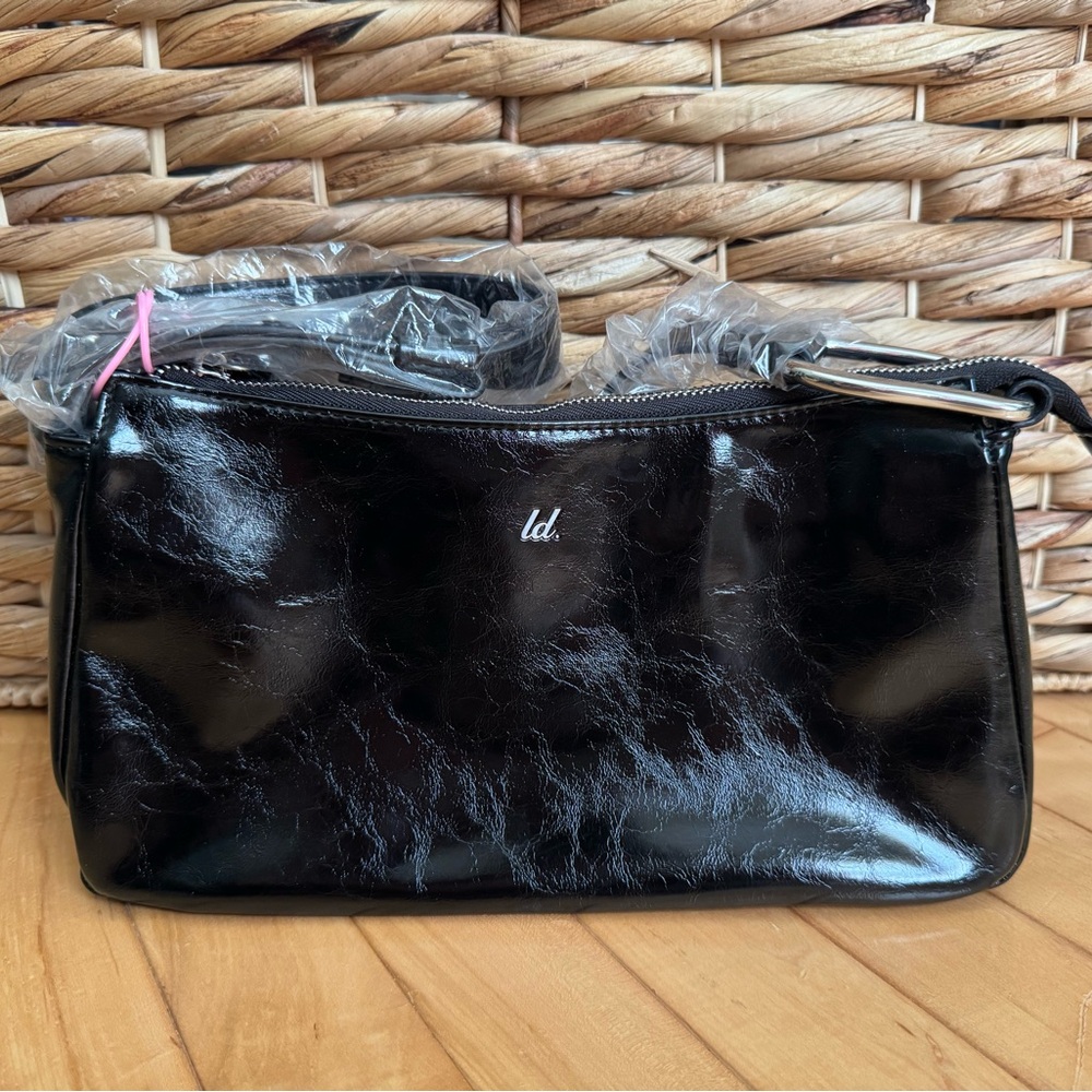 Like Dreams Black Patent Leather Shoulder Bag